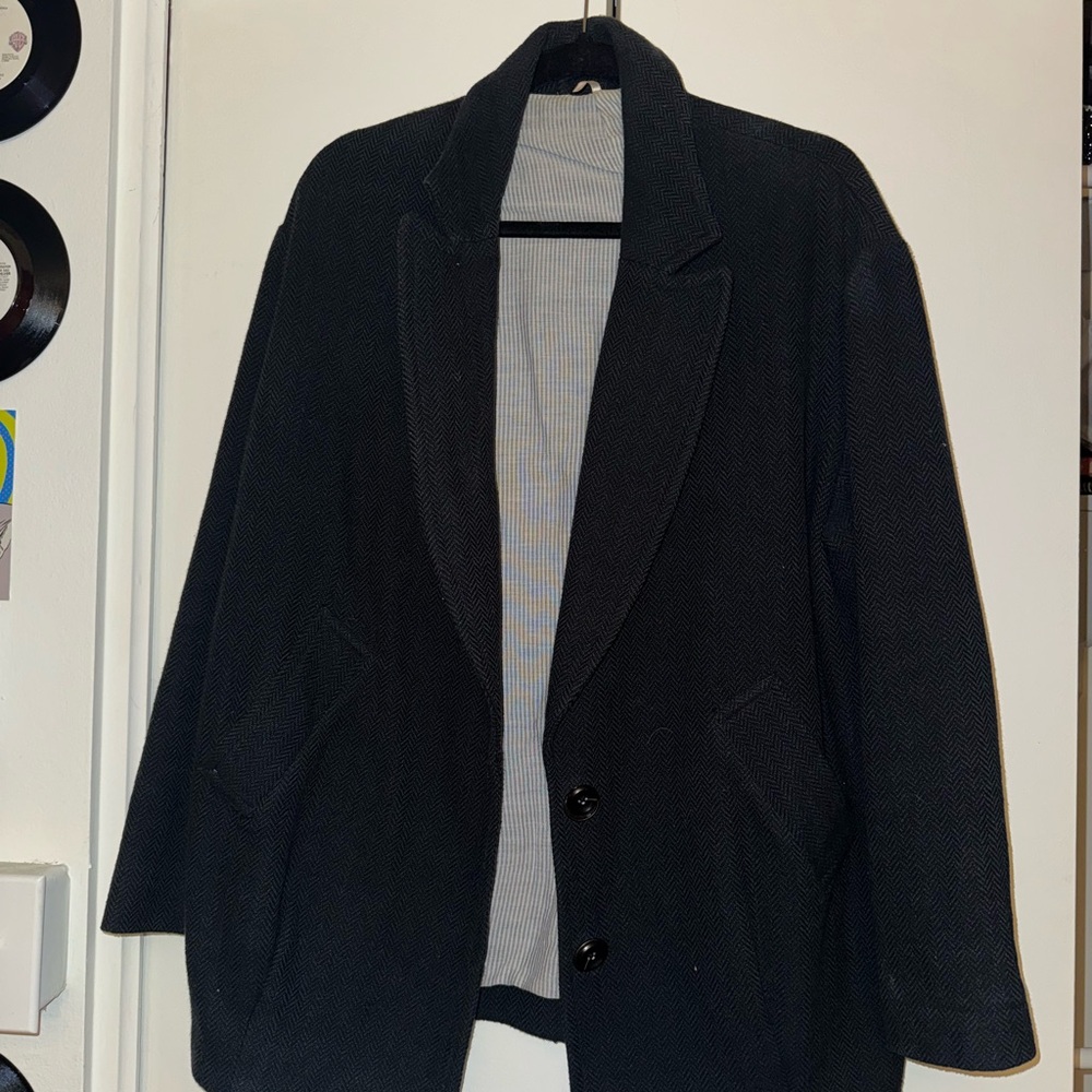 360 Sweater Navy Blue Textured Jacket